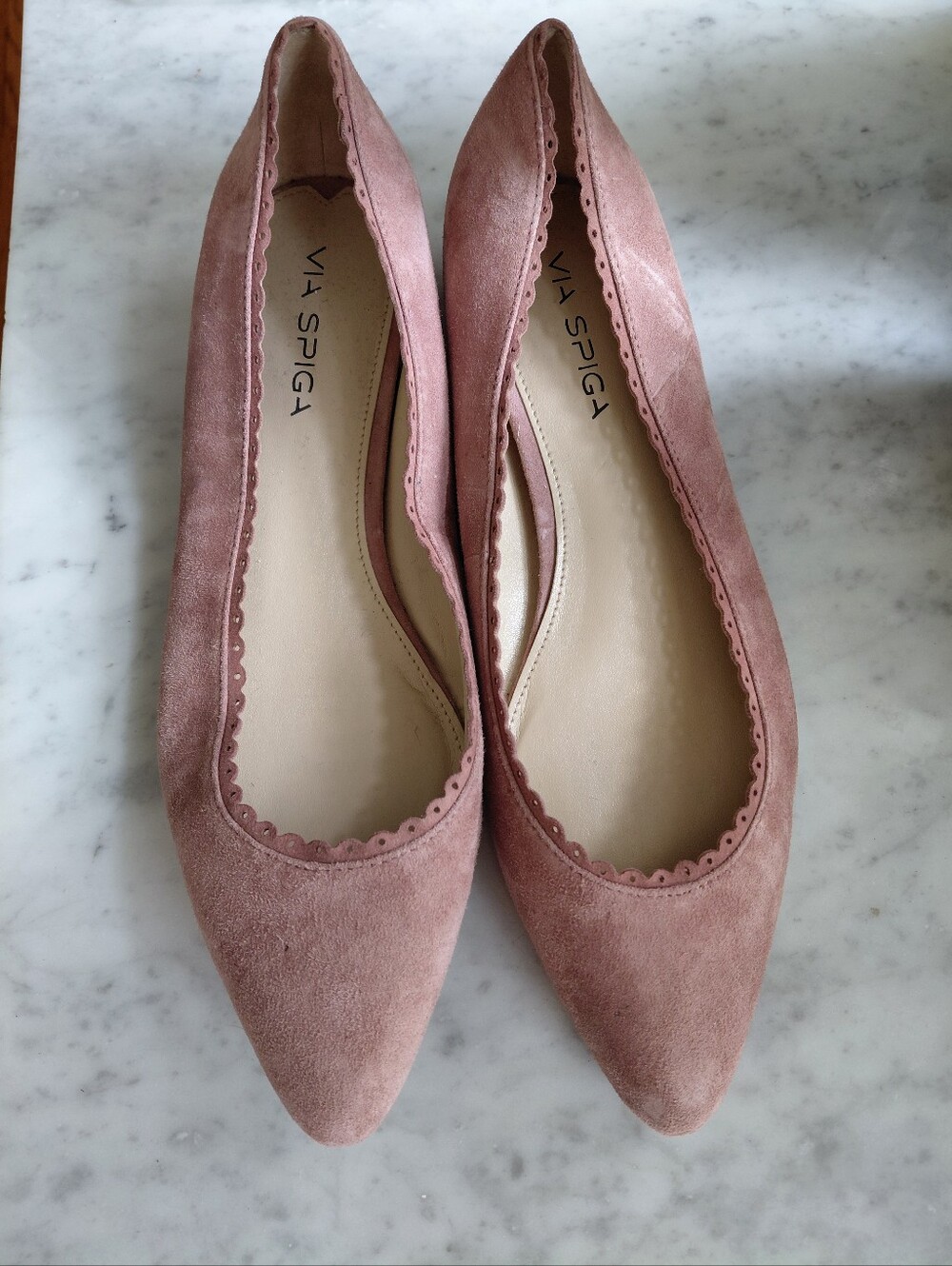 VIA SPIGA Pointed Toe Ballet Flats 9.5 Suede